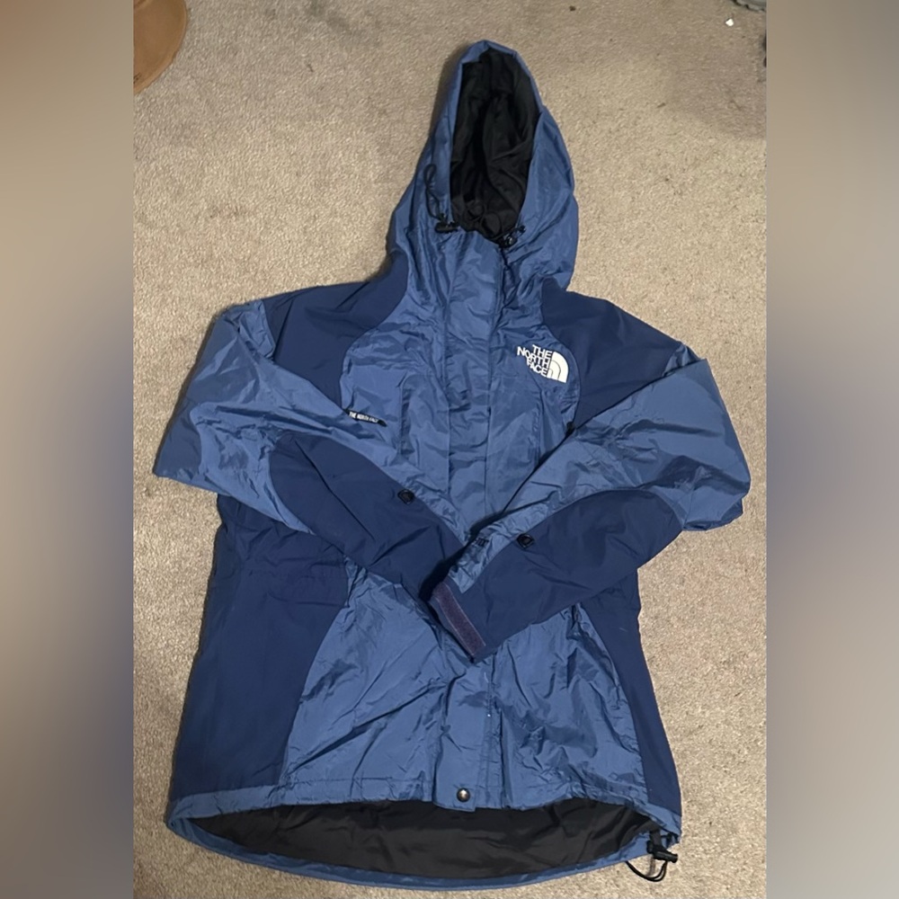 Vintage The North Face Gore-Tex Blue Hooded Full Zip Logo Shell Jacket large